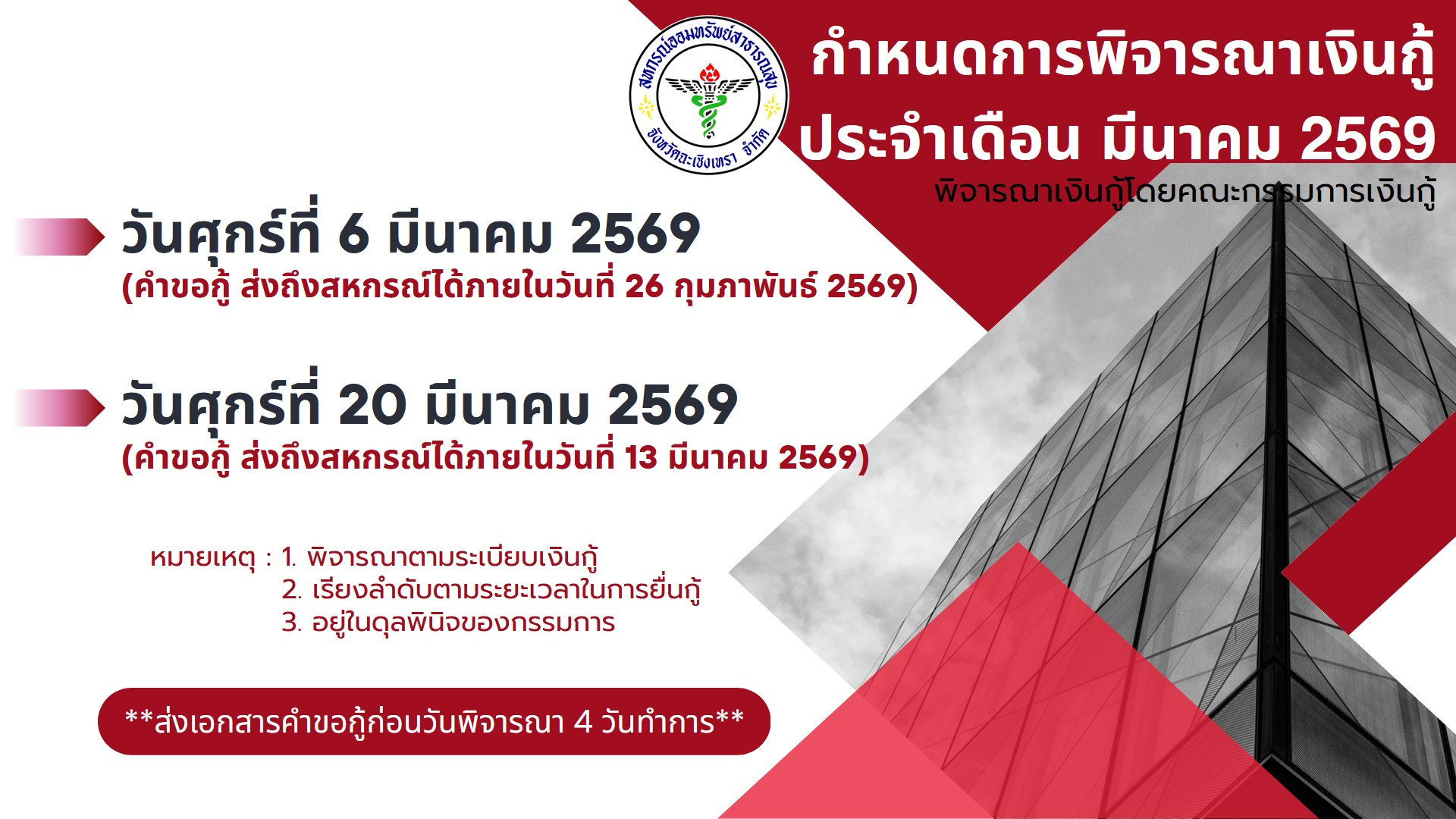 กำหนดพิจารณาเงินกู้ มีนาคม 2569