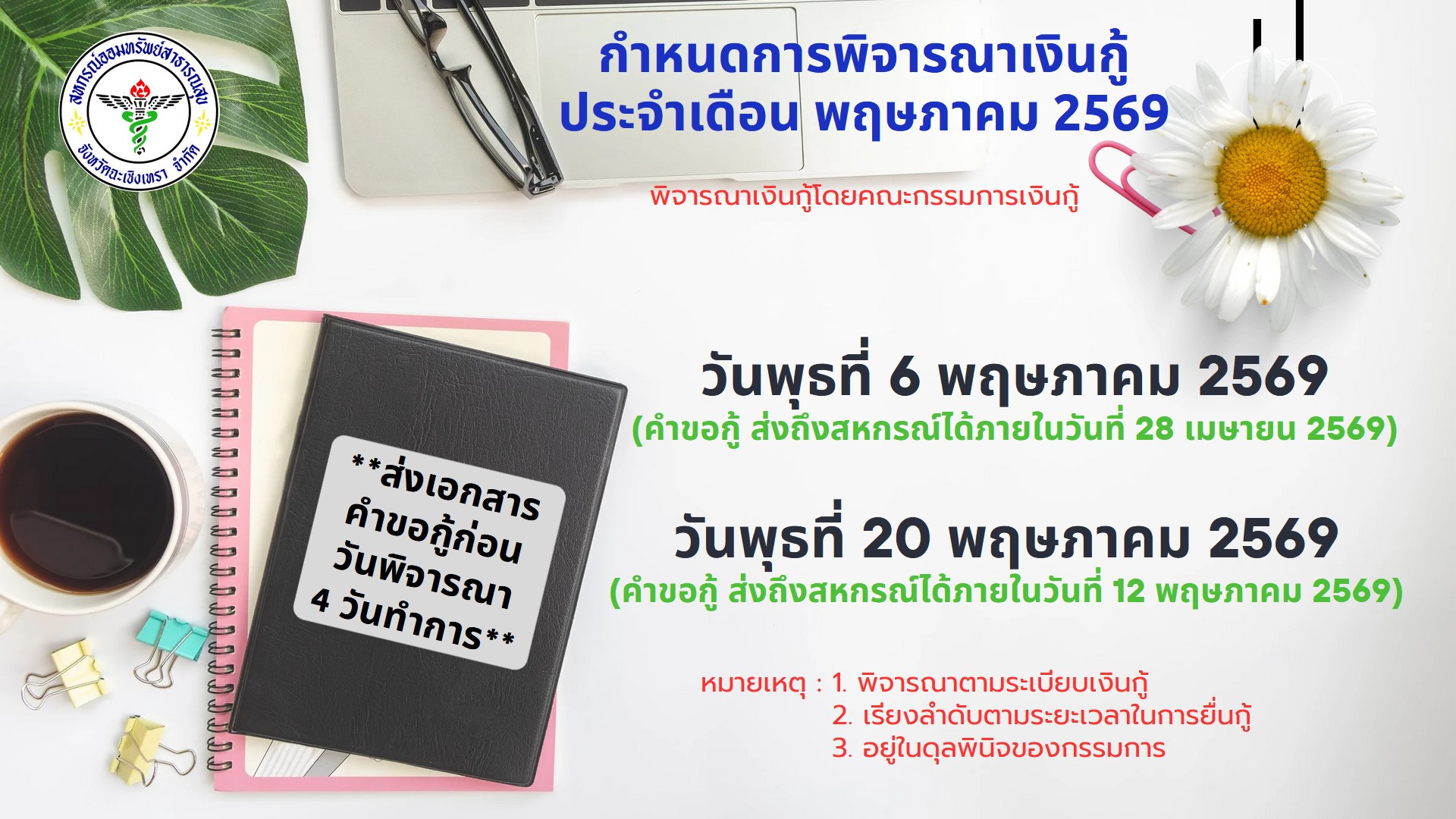 พิจารณาเงินกู้  พค.2569